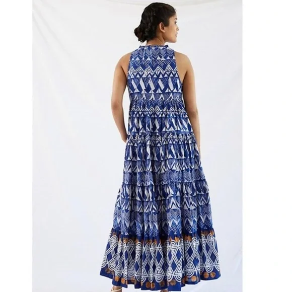 Anthropologie Tiered Abstract Maxi Dress size S - Picture 2 of 16